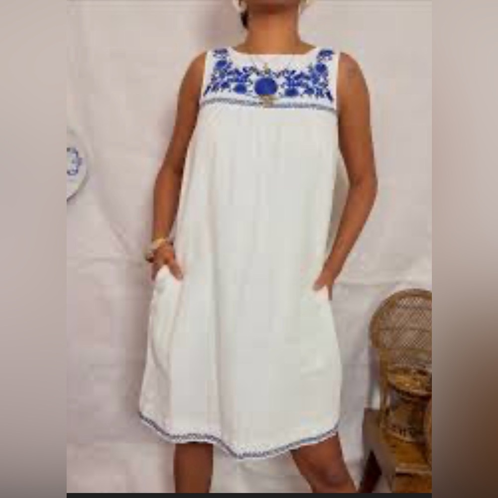 J. Crew Embroidered Sleeveless Linen Blend Dress - Size Small
